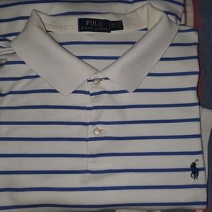 Polo Ralph Lauren 2 button Blue and White Polo Shirt